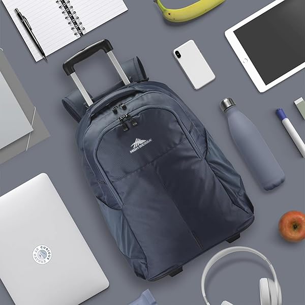 HIGH SIERRA POWERGLIDE PRO WHEELED BACKPACK, ROLLING LAPTOP BAG FOR TRAVEL, FITS MOST 15.6” LAPTOPS, 40L, INDIGO BLUE