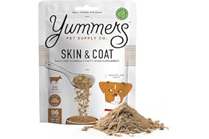 YUMMERS Premium Premium Skin & Coat Supplement for Dogs, Zinc & Omega-3 Fatty Acids Supplements, Beef Recipe, 8 oz. - All-Natural Dog Food Supplement Toppers - Flavor Dog Food Topper for Skin & Coat Health