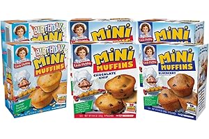 Little Debbie Mini Muffin Variety Pack, Birthday Cake, Blueberry, Chocolate Chip (2 Boxes Each)