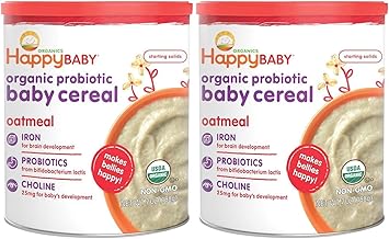 happy baby organic probiotic baby cereal with choline oatmeal