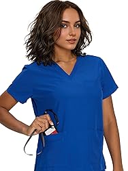floralhue Scrub Tops for Women, Curved V-Neck Scrub