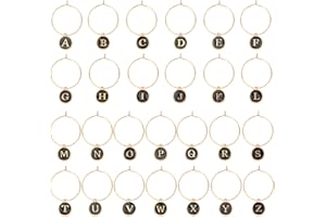 OOTSR 26 Pieces Alphabet Wine Glass Charms Tags Party Wineglass Markers for Drink Parties Cocktail Goblet Decor