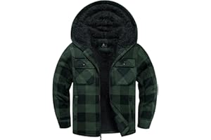 V VALANCH Boys Flannel Jacket Hooded Fleece Lined Zip-up Hoodies Plaid Coat for Kids
