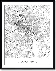 Susie Arts 11X14 Unframed Richmond Virginia Metropolitan City View Abstract Street Map Art Print Poster Wall Decor V333