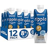 Ripple Non-Dairy Milk, Original | Vegan Milk With 8g Pea Protein| Shelf Stable Single Serve Cartons | On-The-Go | Non-GMO, Pl