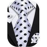 Barry.Wang Ties for Men Silk Tie Sets Polka Dot Woven Necktie Pocket Square Cufflinks Business Wedding