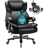 Indulgear 500lbs Big and Tall Office Chair, Heavy Duty Office Chair for Heavy People, High Back Executive Desk Chair with Adjustable Lumbar Support,Quiet Rubber Wheel,Pocket Spring Cushion