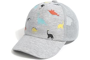 Duoyeree Toddler Baseball Cap Baby Cap Sun hat Print Dinosaur Pattern and Solid Color hat Kids boy Girl Age 0-8t