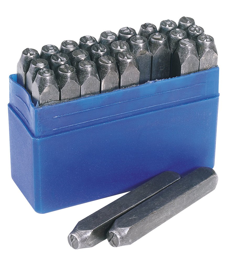 Draper 37334 A-Z Letter Stamp Set, 3/16" Height, 26 Pieces , Blue