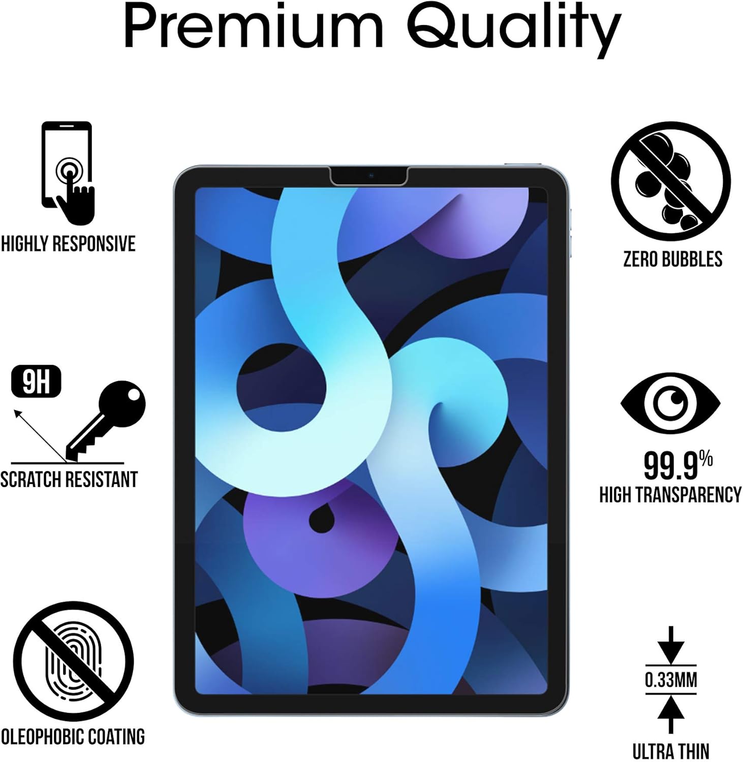 amFilm (2 Pack) Glass Screen Protector for iPad Air 4 (10.9"), iPad Pro 11 inch (11") Tempered Glass Screen Protector, Ultra Sensitive, Face ID & Apple Pencil Compatible (2020, 2018)