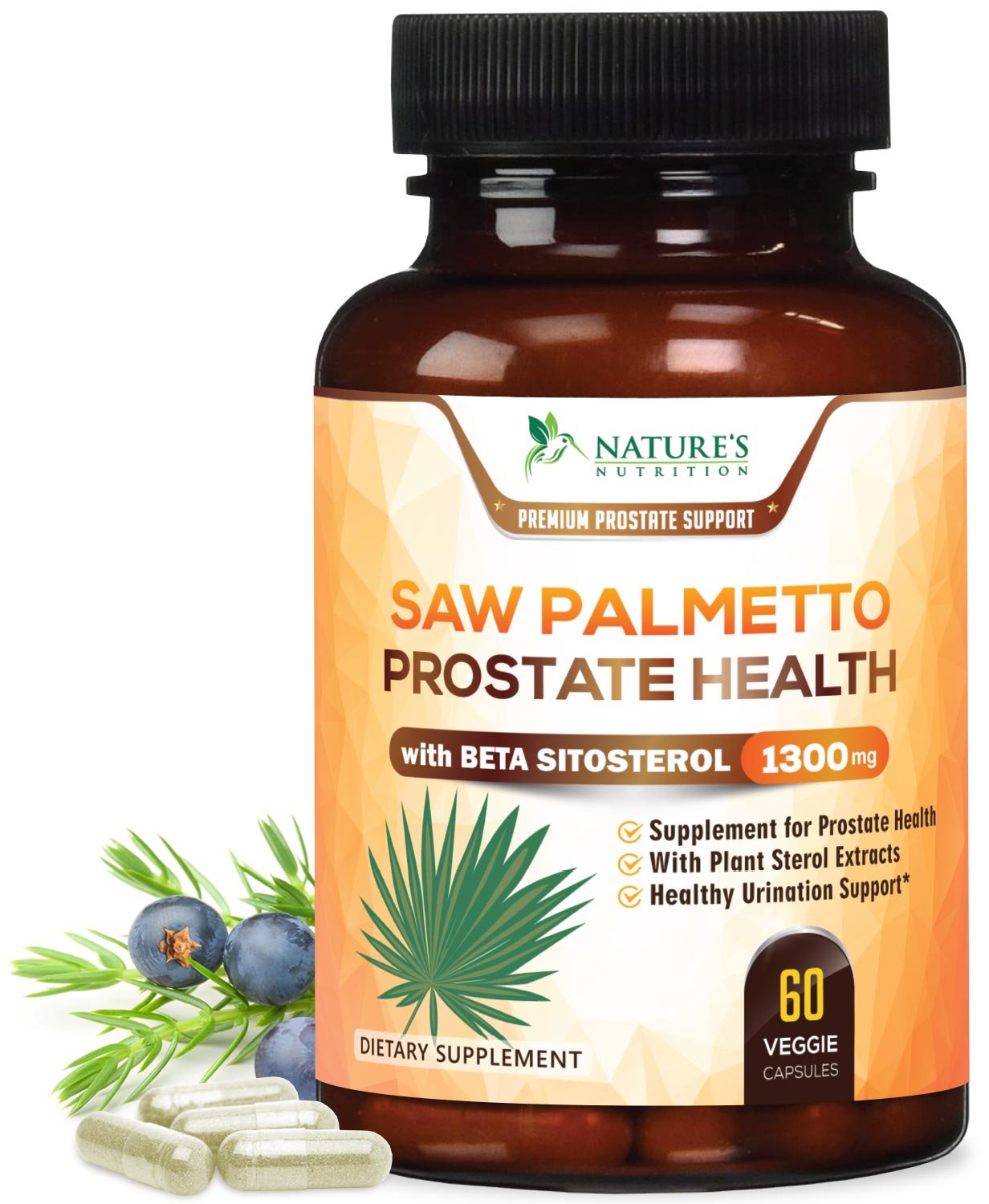Saw Palmetto 1300mg Best Vegan Prostate Health & Support Supplement