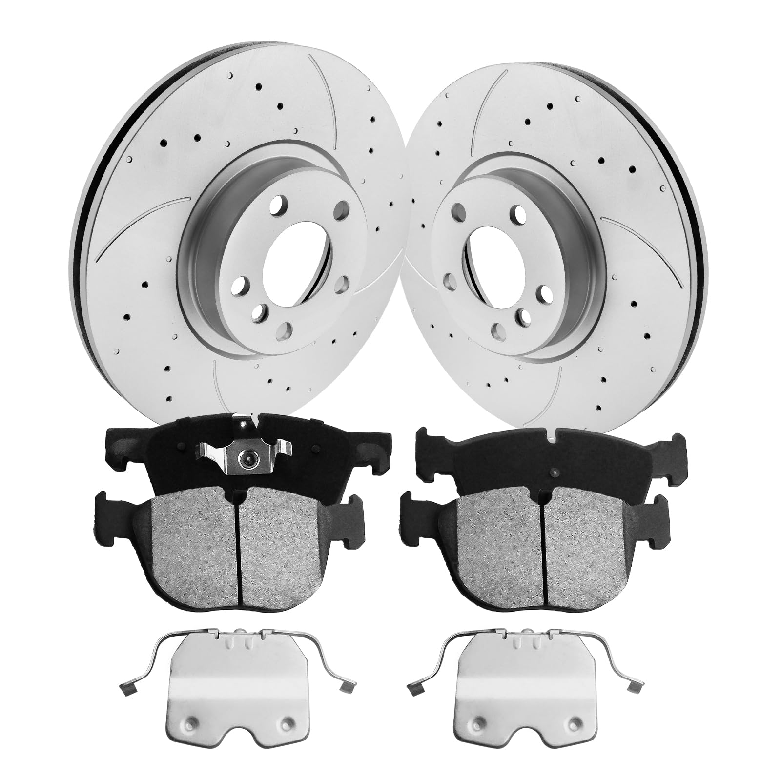 Photo 1 of funire Front Drilled and Slotted Brake Rotors Ceramic Brake Pads Compatible with Select BMW Models, X5 2007-2013/2016-2018, X6 2008-2010 | Anti-Rust Geomet Coated| 13.7 inch(347.8mm)