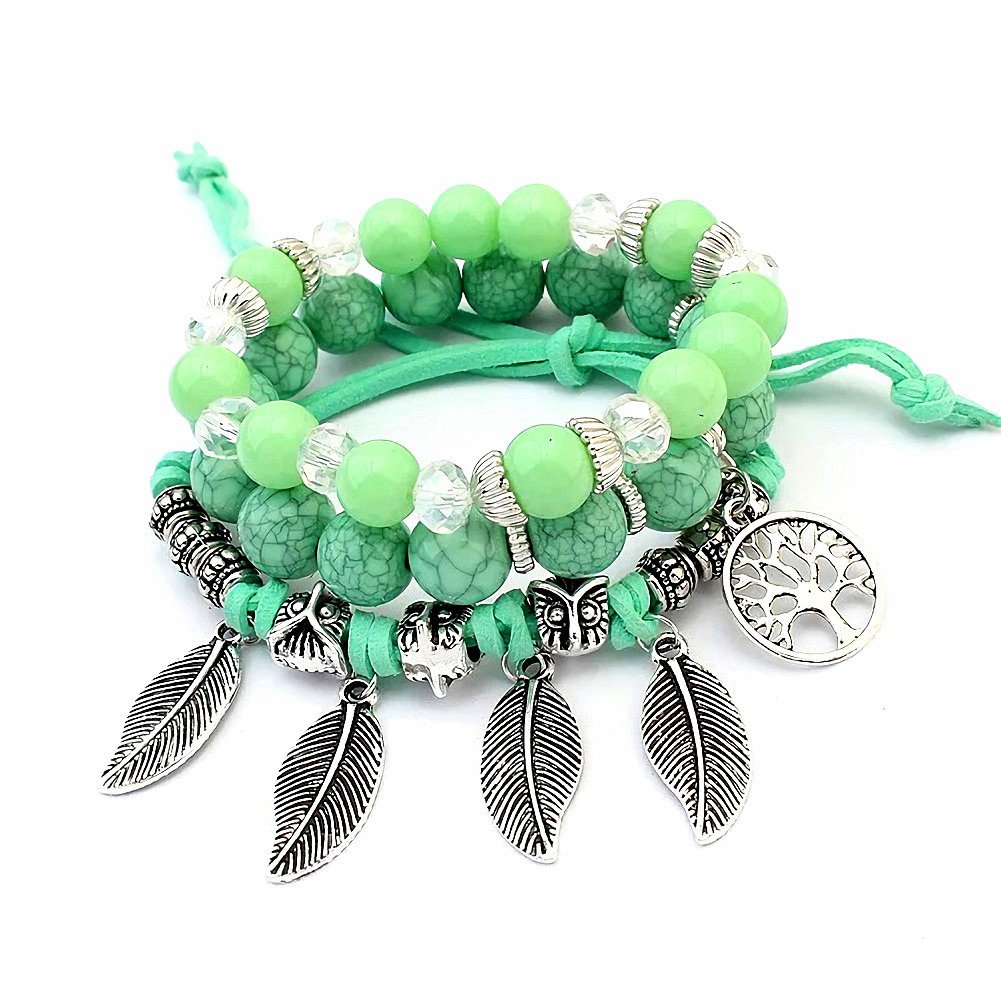 Bogo Arty Handmade Stretch Bracelet Tree of Life Gemstone Beaded Bracelet Fashion Jewelry for Women and Girls