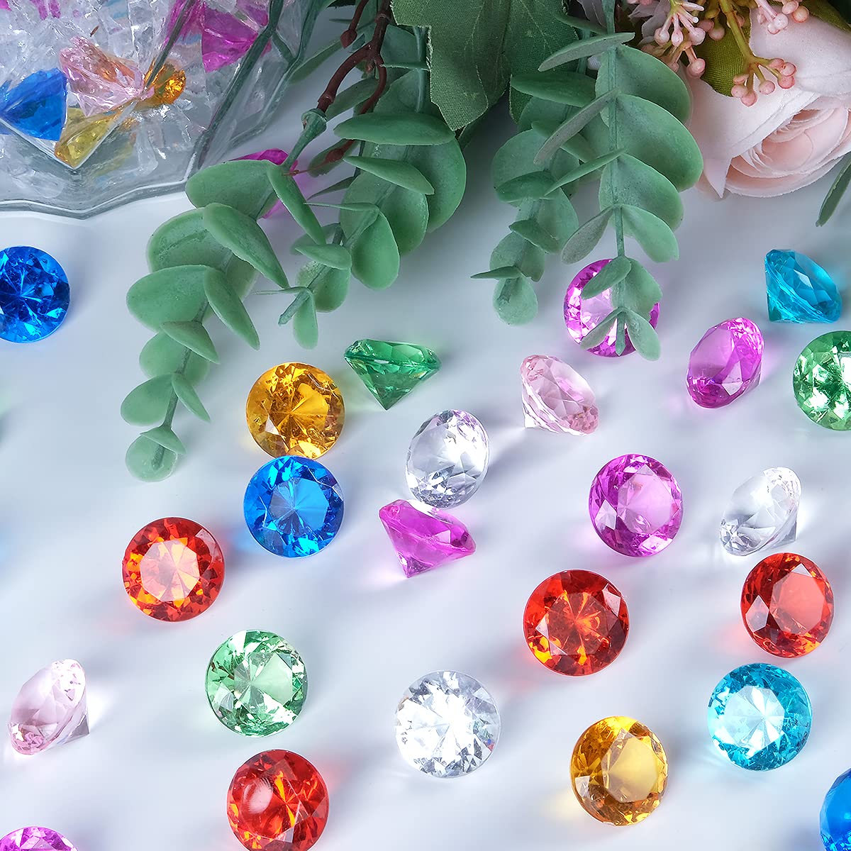 Acrylic Diamond Fake Gems Vase Filler, Babenest 240pcs 3/4 Inch Faux Diamonds Crystals Jewels for Table Scatters Wedding Party Easter Event Arts & Crafts Birthday Decoration Favor (Multicolor)