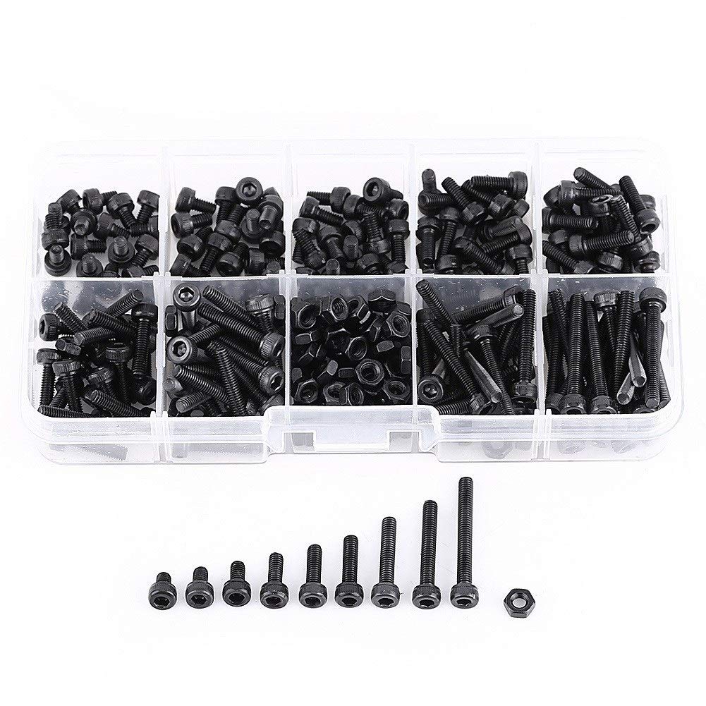 280 Pcs/Set M3 Cap Head Hex Socket Bolt Screw Nut, Metric Machine Fastener Assortment Kits, 100pcs Nuts and 180pcs Screws Repair Tool Accessory for Home Office Electronic