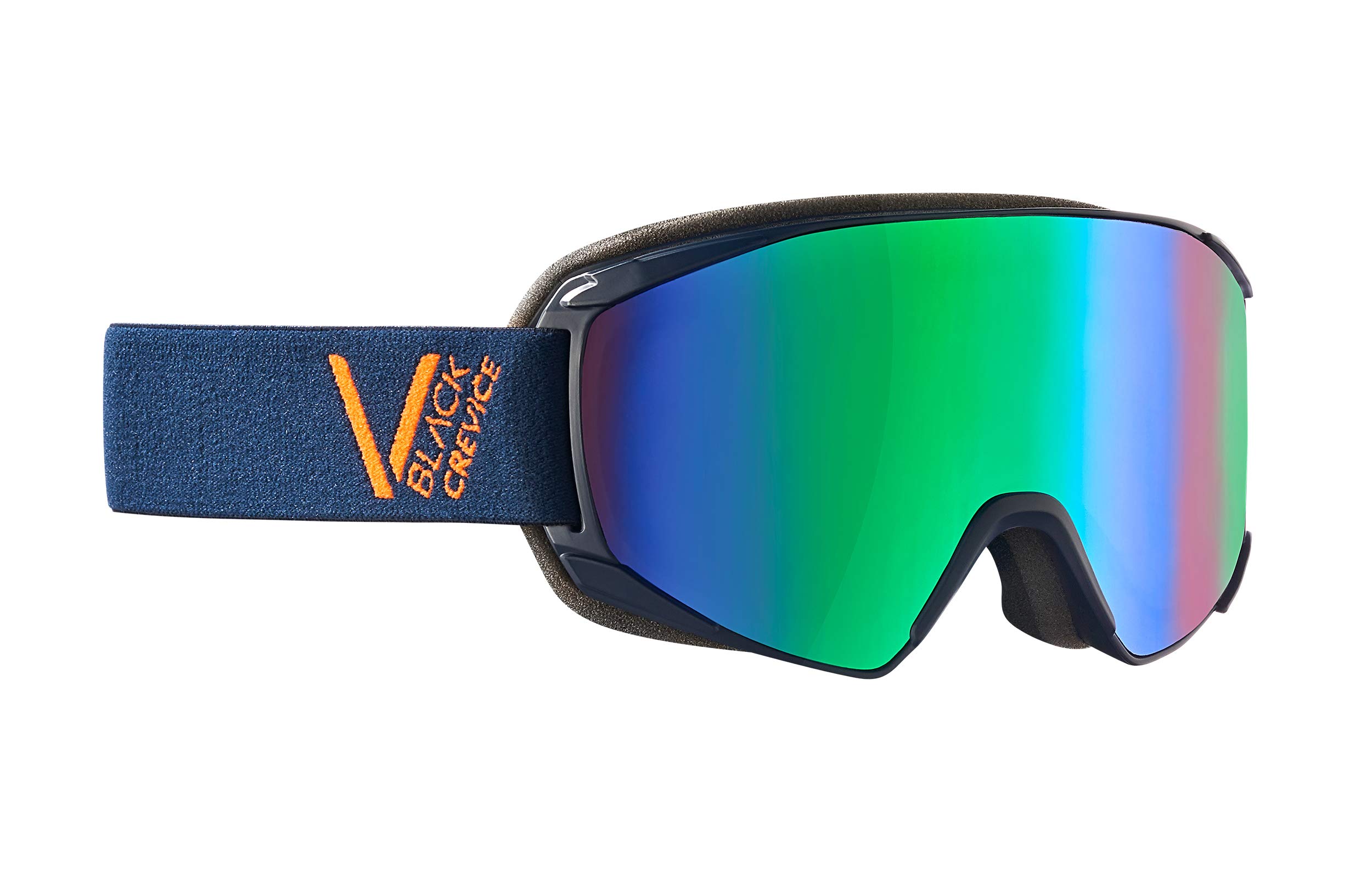Black Crevice Schladming Unisex Adult Ski Goggles Green, Size M, Navy/Orange/Green, M (Head Circumference 55-58 cm)