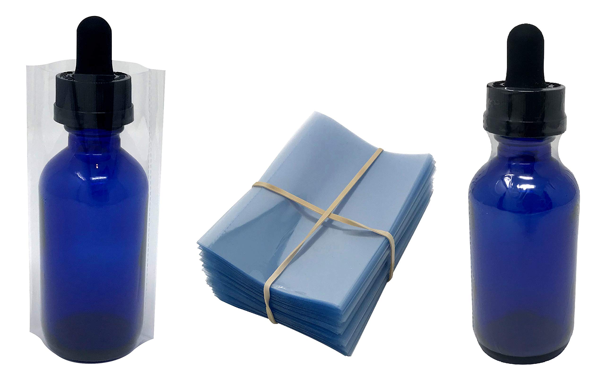 65 x 100 mm Clear Perforated Shrink Sleeve for 2 Oz. Boston Round Glass Bottles and More [Compatible Diameter Range: 1 1/4” – 1 1/2”] - Bundle of 500