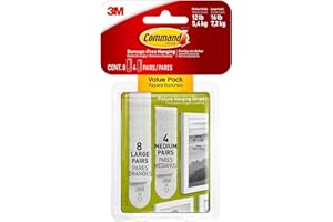 3M Command Picture Hanging Strips, 1" x 2", White, Pack of 2412