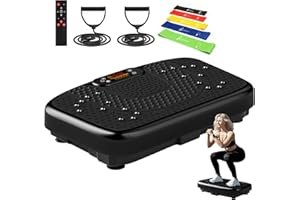 SoftGym Vibration Plate Exercise Machine for Lymphatic Drainage,Power Vibrate Stand Shake Board 450 Lbs Capacity Whole Body Workout Waver with Fitness Resistance Bands Weight Loss Gifts for Women Men