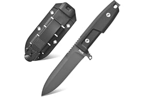 Gtkii GTK40 Fixed Blade Knife AUS-8 Steel Blade Full Tang Nylon Fiberglass Handle Compact EDC Fix Knifes for Outdoor Camping Hunting(Black)