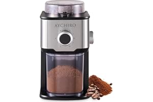 AYCHIRO Burr Coffee Grinder, Electric Adjustable Coffee Grinder with 14 Grinding Settings, 2-12 Cups for Espresso, Drip Coffe