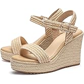 VICKI·VICKI Wedges for Women Platform Sandals Wedge Heels for Sandals Comfortable Summer Espadrille Shoes Ankle Strap&Open Toe