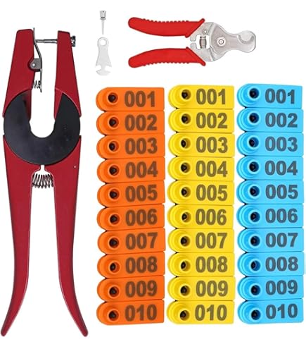 Cows Ear Tag Plier Cattle Ear Tags 001-100 Number Livestock Ear Tagging