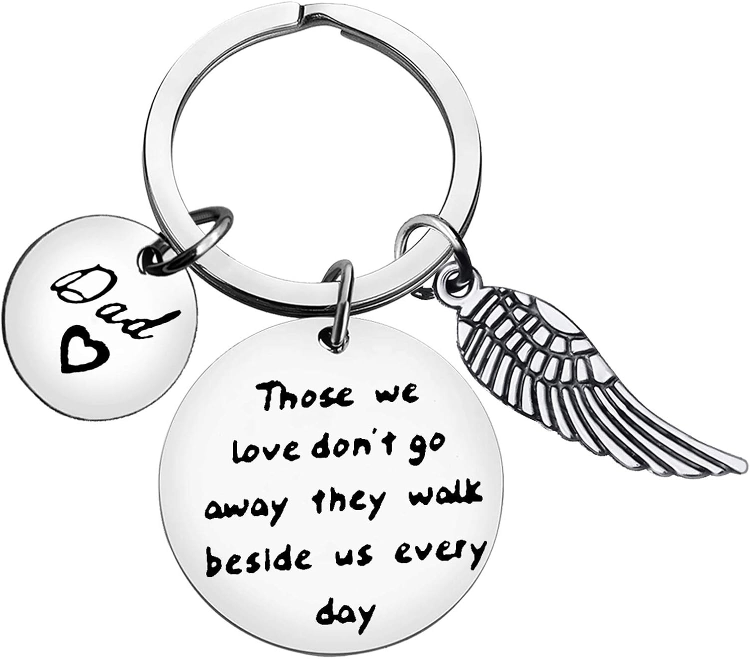 Baixian Dad Memorial Gifts Keyring Loss of Father Keyring Those We Love Don't Go Away They Walk Beside Us Every Day In Memory of Dad Gifts Memorial Keychain Remembrance Sympathy Gift For Father