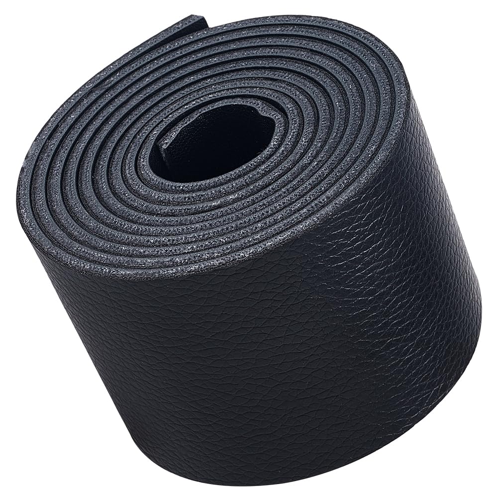 GORGECRAFT 130cm x 5cm Black Leather Straps Double-Sided Lychee Pattern Flat Leather Cord 3mm Thick PU Strips Leatherette Belt Thread for DIY Craft Projects Necklace Bracelet Jewelry Making Beading