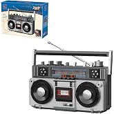 PANTASY Retro Boombox Building Set, Vintage Cassette Player Model | Ejectable Cassette, Moving Tuning Dial, Folding Antenna &amp; Handle, 1980s-Inspired Collectible Display Music Gift for Adults
