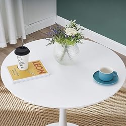 Modern Round Dining Table, ∅31.5'' Colored Top