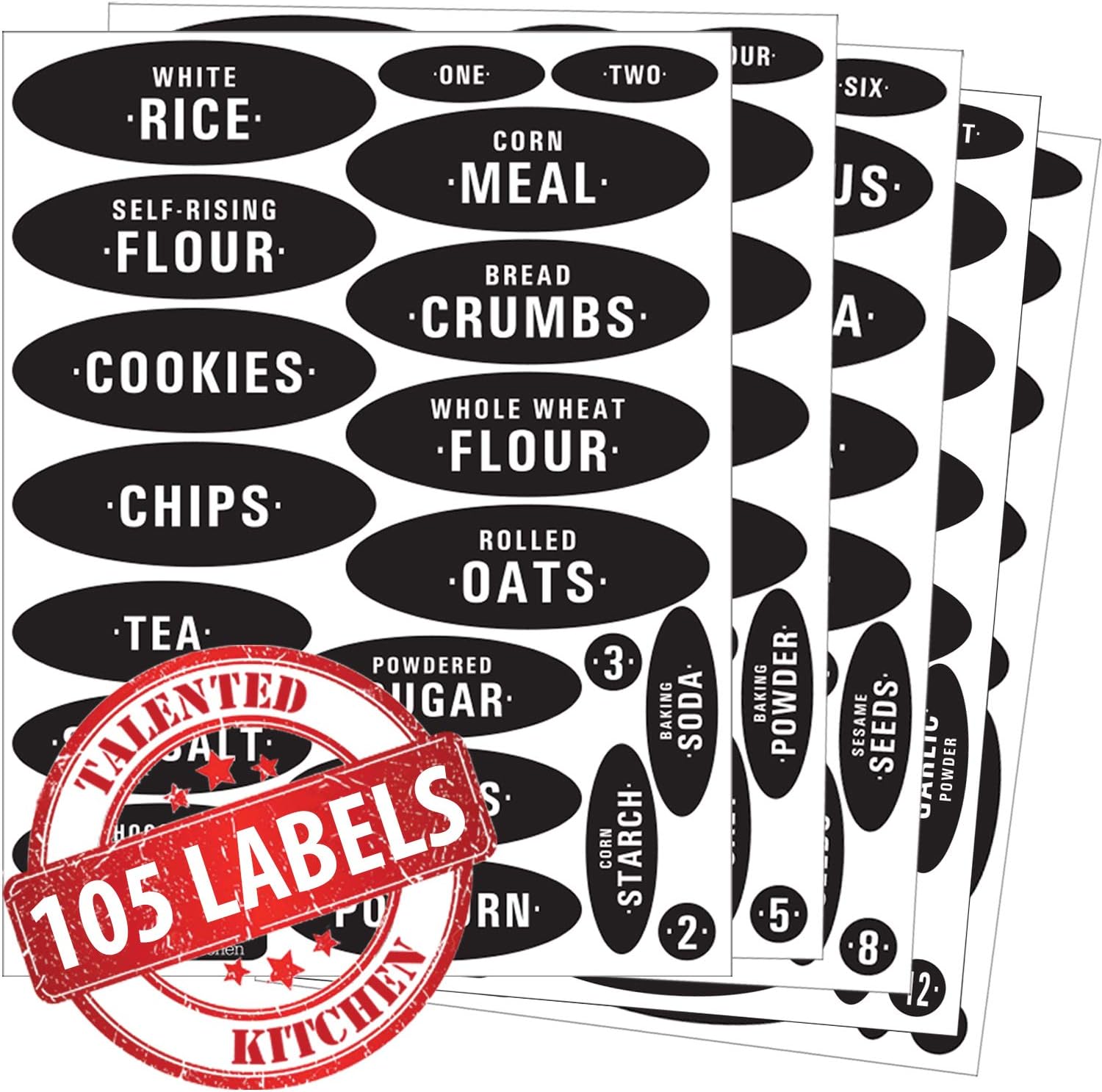 Amazon Com Talented Kitchen Pantry Labels 105 Preprinted