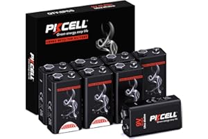 PKCELL 9 Volt Alkaline Batteries 8 Pack, 9 Volt Battery for Smoke Alarms,10 Years Shelf Life, 9V Batteries Smoke Detector Bat