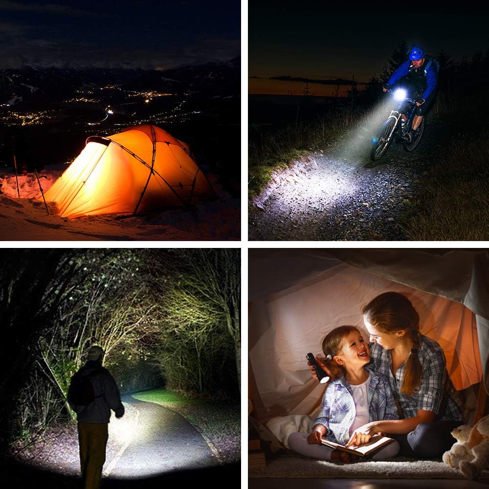 Rechargeable Tactical Flashlight, LED Flashlight 3000 Lumen, 5 Modes, Zoomable, Waterproof, with Rechargeable Battery, Handheld Flashlight for Camping Hiking Biking Outdoor Activity - - 