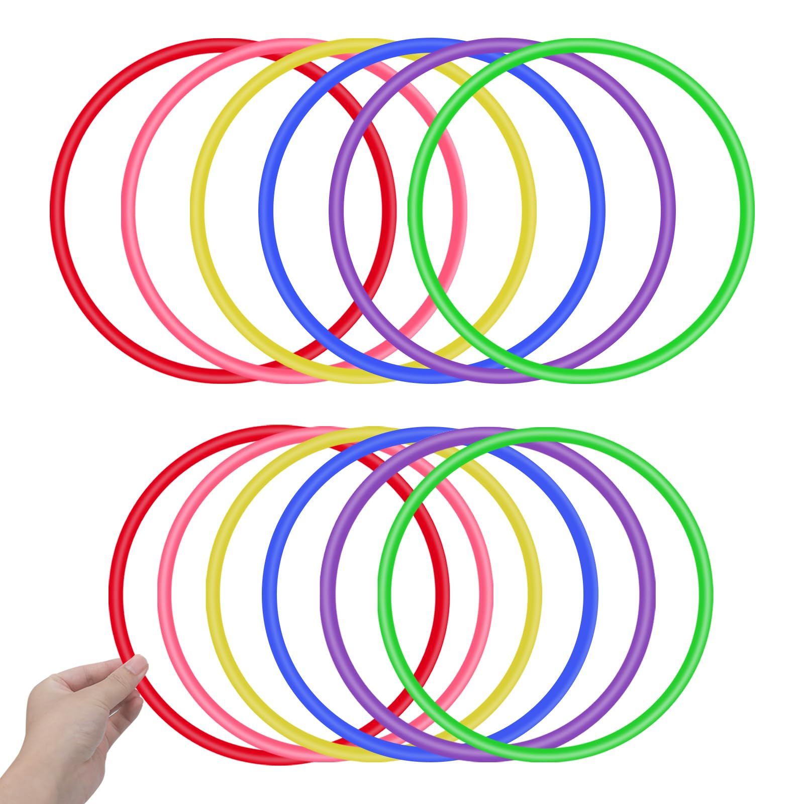 OOTSR Plastic Toss Rings Toys, 12Pcs Throwing Rings for Kids, Toss Game Carnival for Indoor Outdoor Sport Games, Family Party Supplies (8.5in Rings)
