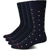 Tommy Hilfiger Mens Dress Socks - 4 Pack Lightweight Cotton Blend Everyday Crew Work Socks for Men for Casual & Formal Wear