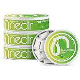 Nectr Energy 50mg Caffeine Pouches - Jalapeno Lime Flavored, Sugar-Free Brain Treats. 20x Mini Nicotine-Free Pouches Per Puck. Fast Focus & Energy Supplement - 4 Pack