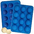 Webake Golf Ball Chocolate Molds, Silicone 12-Cavity Mold for Cake Decorations, Hot Chocolate Bomb, Candy (Pack of 2)