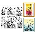 GLOBLELAND Flowers Grass Reeds Clear Stamps for DIY Scrapbooking Wildflowers Clear Silicone Stamp Seals 15x15cm Transparent S