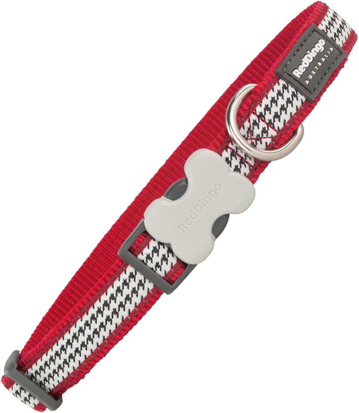 Red Dingo Bucklebone Dog Collar Design, Fang it Red, Small 15mm