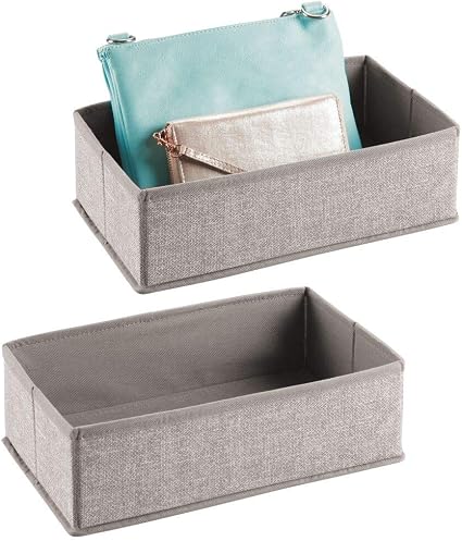 Mdesign Boite De Rangement Pour Armoires Ou Tiroirs Lot De 2 Panier De Rangement Ideal Pour Vetements Sacs A Main Et Plus Bac De Rangement Flexible Gris Amazon Fr Cuisine Maison