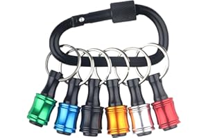 JOCAHULFX Bit Holder Key Chain 1/4” Socket, 6pcs Hex Shank Aluminum Alloy Screwdriver Bits, Portable Drill Bit Holder Keychain Light-weight Quick-change Extension Bar Drill Screw Adapter for Tools & Home