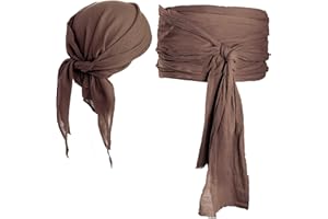SATINIOR Pirate Costume Men Women Pirate Head Scarf Hat Accessories Pirate Sash Belt Bandana Waist Belt, Linen