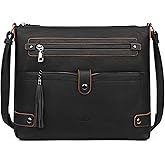 FADEON Large Crossbody Purses for Women Crossbody Bag, Designer Leather Cross Body Purses Multi Pocket Shoulder Bag