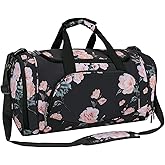 MOSISO Sports Duffel Peony Gym Bag with Shoe Compartment for Men/Women Dance Travel Weekender, Black