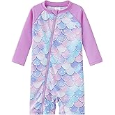 UMELOK Baby Girls' One Piece Swimsuit Full Zip UPF 50+ Sun Protection Swimwear Rash Guard Swim Suit