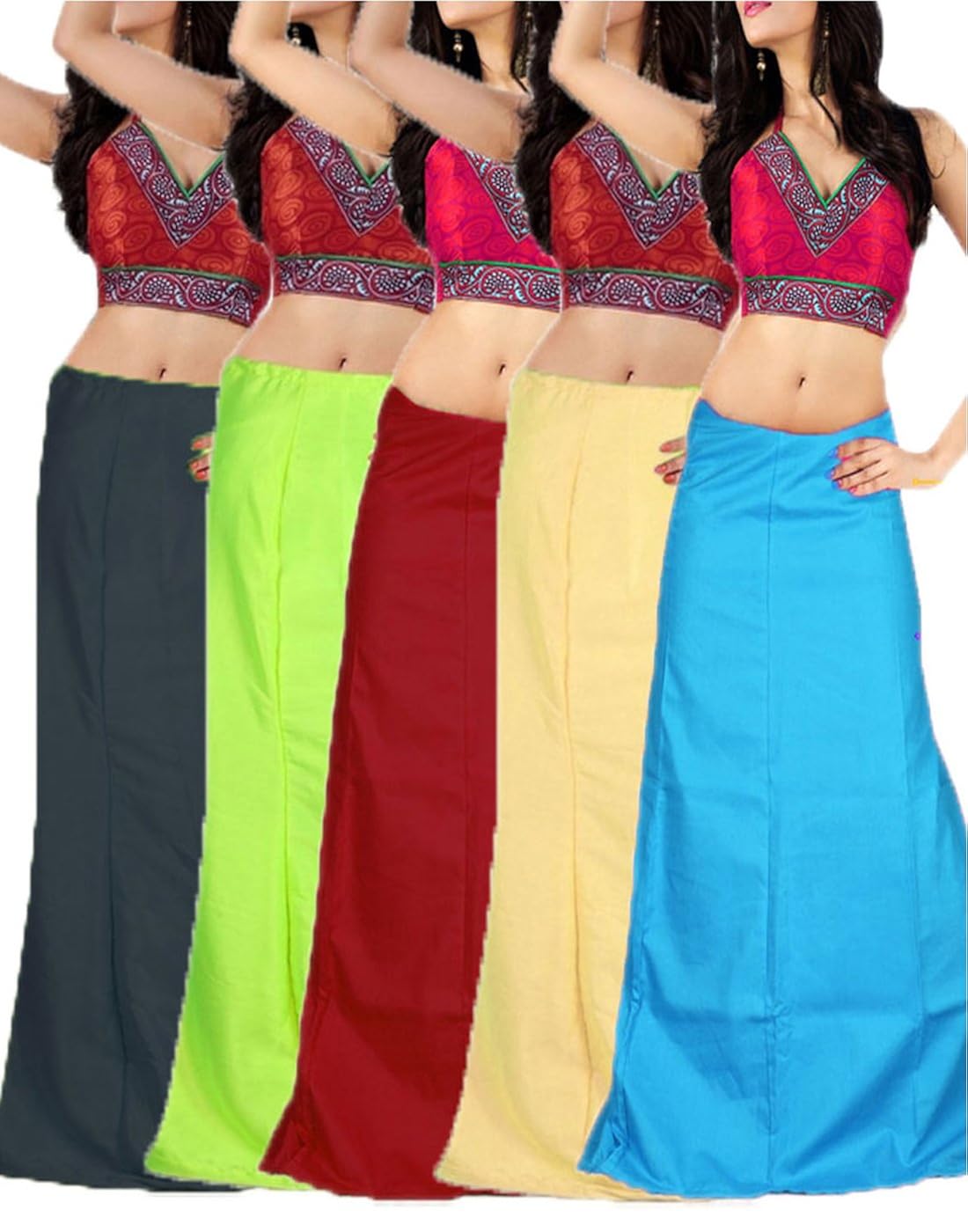 ramaya women's cotton petticoat(ptc03_multicolour_free size)-pack of 5