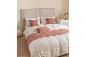 TOPHACKER Hotel Bed Runner and 2 Pillowcase Set Bed Scarf Solid Color Shell Pattern Bedspread Scarf Decorative Quality Soft No Fading Double-Sided Bed Throws for Foot of Bed for Twin Queen King Size Bed