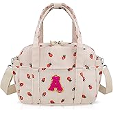 Large Lunch Bag Insulated Lunch Box for Women Men Cute Corduroy Lunch Tote Bags Reusable Lunch Bag Adult Leakproof Portable Cooler Bag for Work Picnic or Travel (Strawberries A)