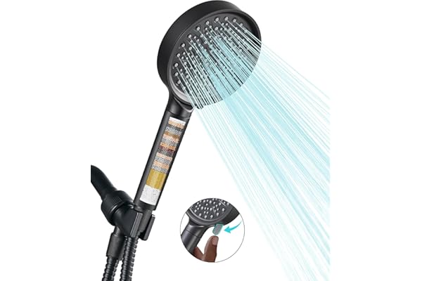 Cobbe Filtered Shower Head with Handheld, High Pressure 6 Spray Mode Showerhead with Filters, Water Softener Filters Beads for Hard Water - Remove Chlorine - Reduces Dry Itchy Skin, Matte Black